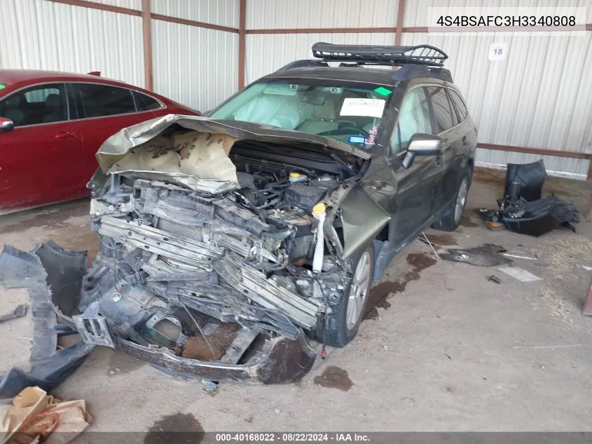 2017 Subaru Outback 2.5I Premium VIN: 4S4BSAFC3H3340808 Lot: 40168022