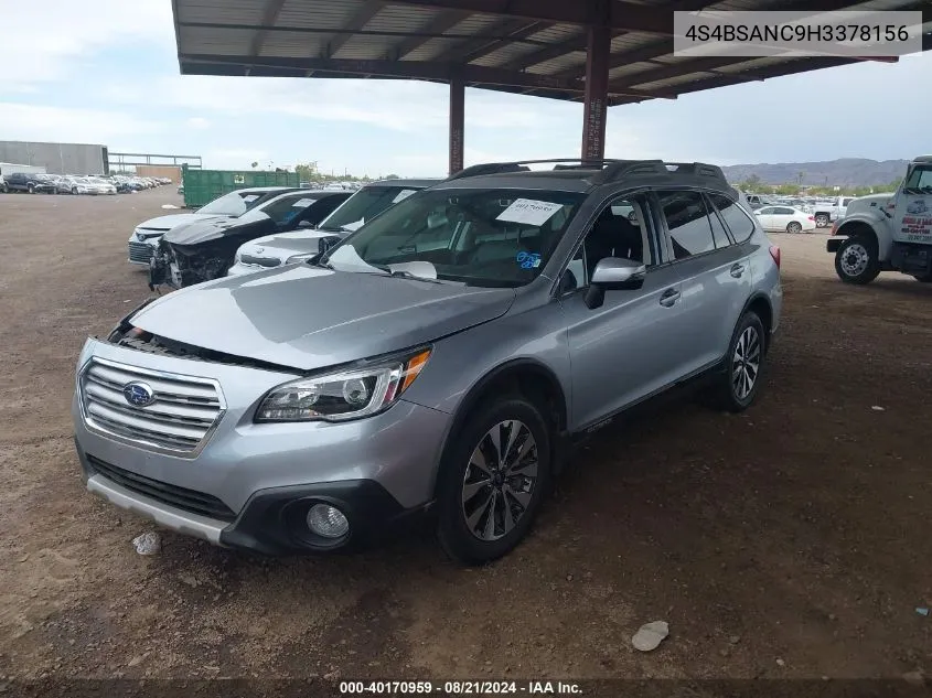 2017 Subaru Outback 2.5I Limited VIN: 4S4BSANC9H3378156 Lot: 40170959