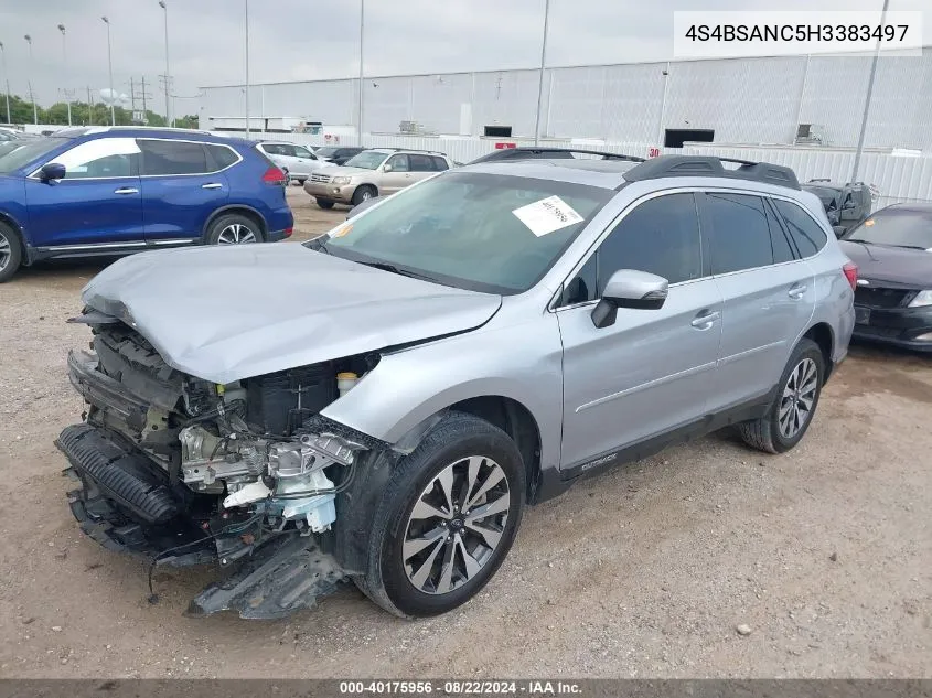 2017 Subaru Outback 2.5I Limited VIN: 4S4BSANC5H3383497 Lot: 40175956