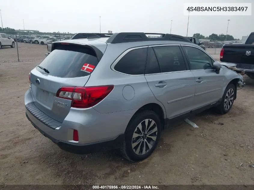 2017 Subaru Outback 2.5I Limited VIN: 4S4BSANC5H3383497 Lot: 40175956