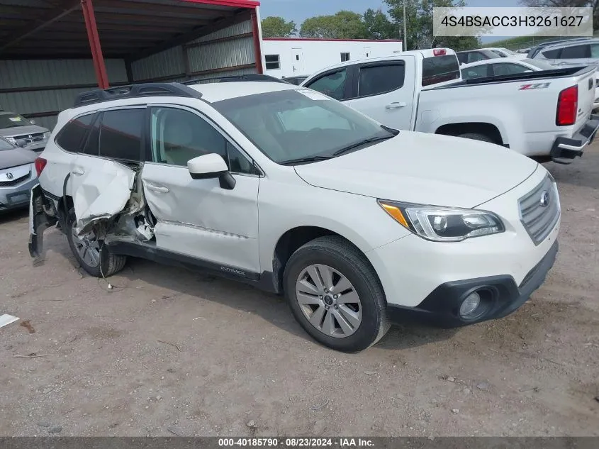 2017 Subaru Outback 2.5I Premium VIN: 4S4BSACC3H3261627 Lot: 40185790