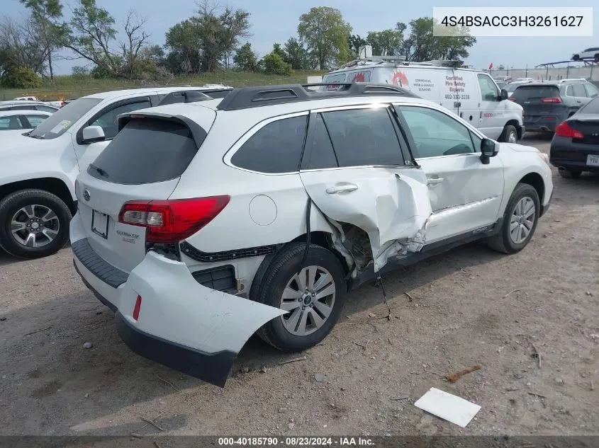 2017 Subaru Outback 2.5I Premium VIN: 4S4BSACC3H3261627 Lot: 40185790