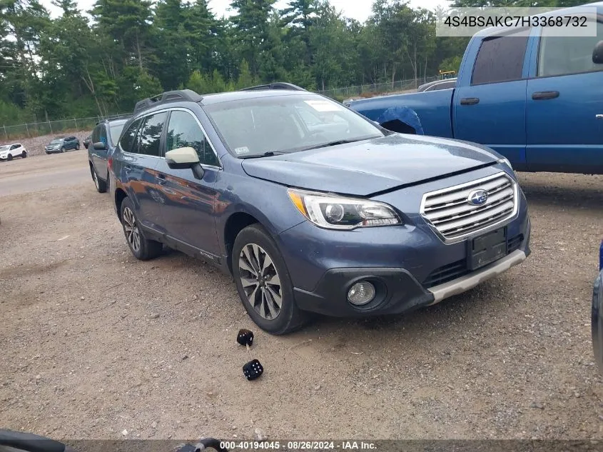 2017 Subaru Outback 2.5I Limited VIN: 4S4BSAKC7H3368732 Lot: 40194045