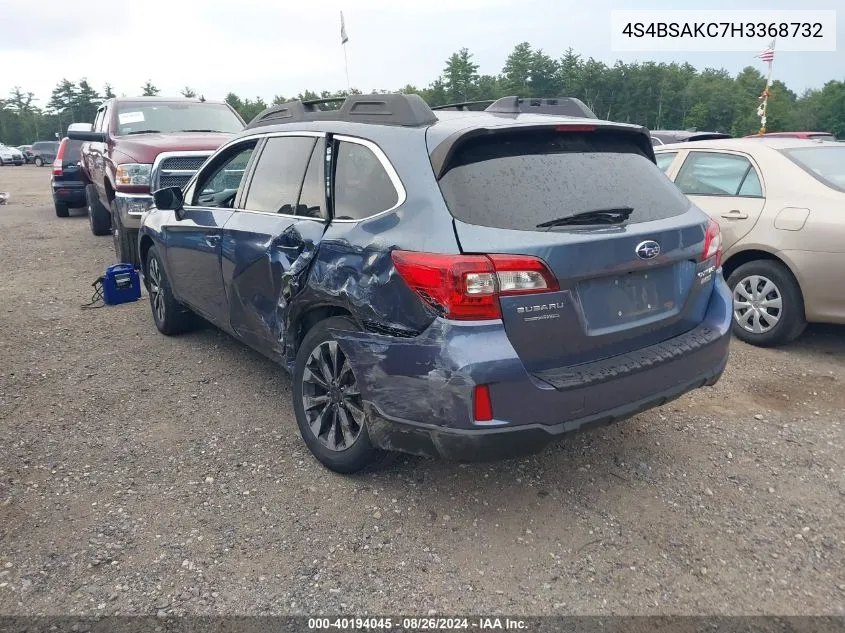 4S4BSAKC7H3368732 2017 Subaru Outback 2.5I Limited