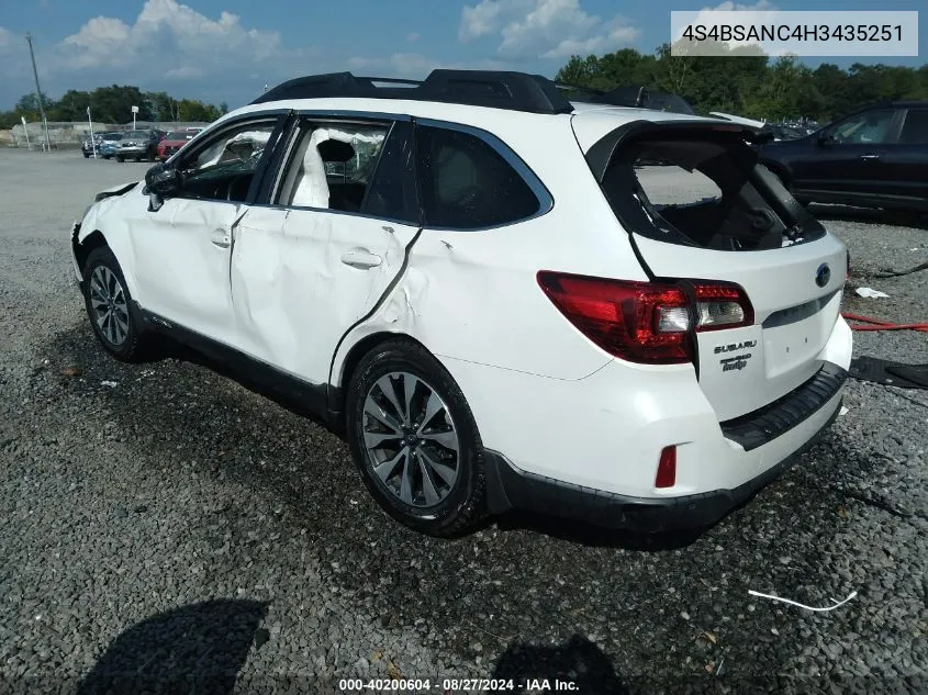 4S4BSANC4H3435251 2017 Subaru Outback 2.5I Limited