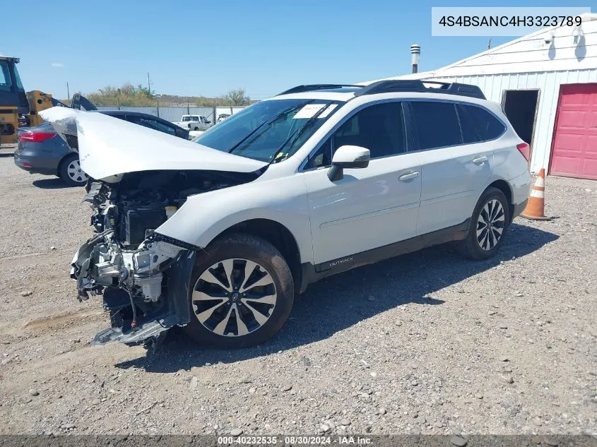 4S4BSANC4H3323789 2017 Subaru Outback 2.5I Limited