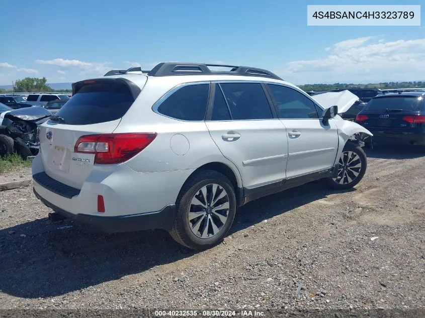 2017 Subaru Outback 2.5I Limited VIN: 4S4BSANC4H3323789 Lot: 40232535