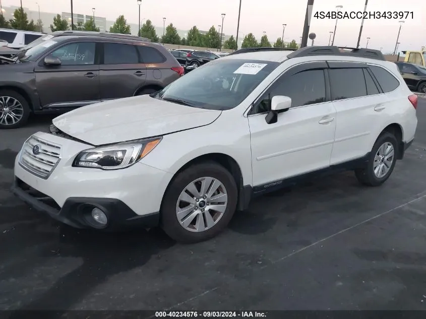 2017 Subaru Outback 2.5I Premium VIN: 4S4BSACC2H3433971 Lot: 40234576