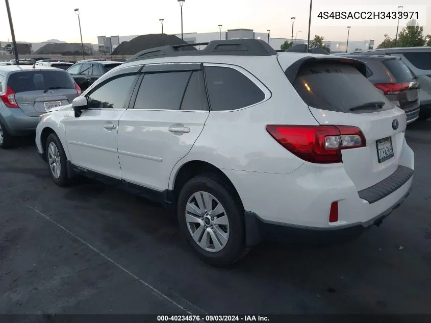 2017 Subaru Outback 2.5I Premium VIN: 4S4BSACC2H3433971 Lot: 40234576