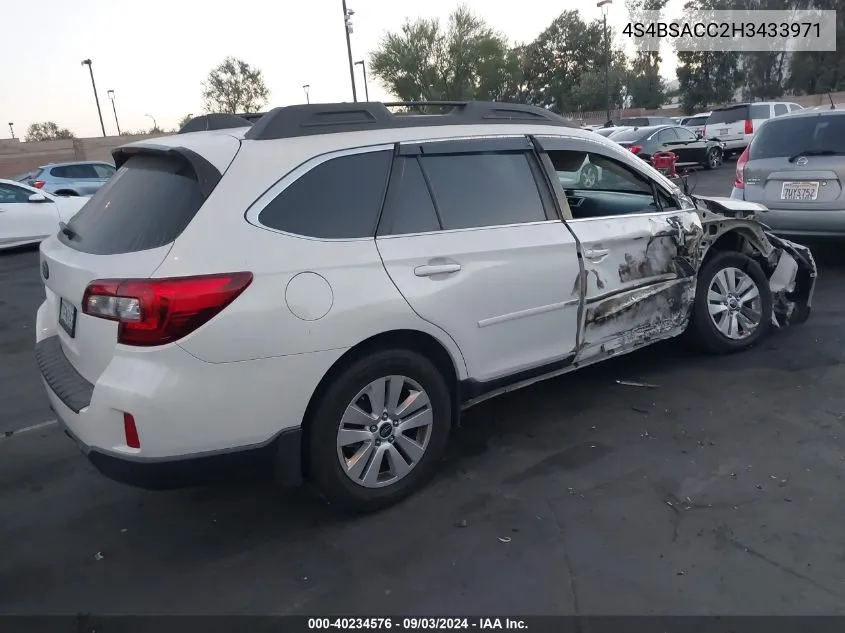 2017 Subaru Outback 2.5I Premium VIN: 4S4BSACC2H3433971 Lot: 40234576