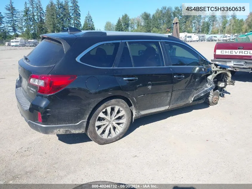 2017 Subaru Outback 3.6R Touring VIN: 4S4BSETC5H3360635 Lot: 40246732