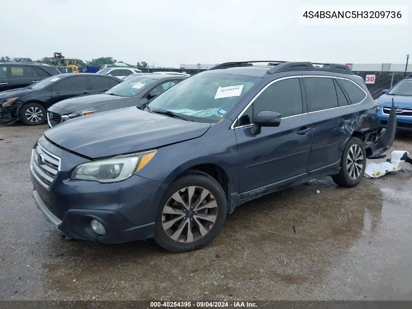 2017 Subaru Outback 2.5I Limited VIN: 4S4BSANC5H3209736 Lot: 40254395