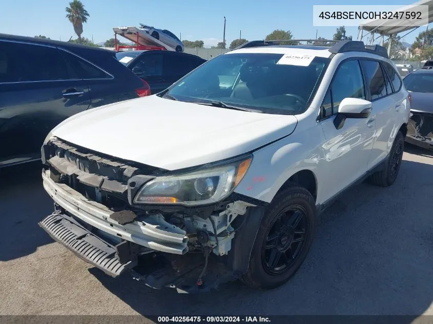 2017 Subaru Outback 3.6R Limited VIN: 4S4BSENC0H3247592 Lot: 40256475