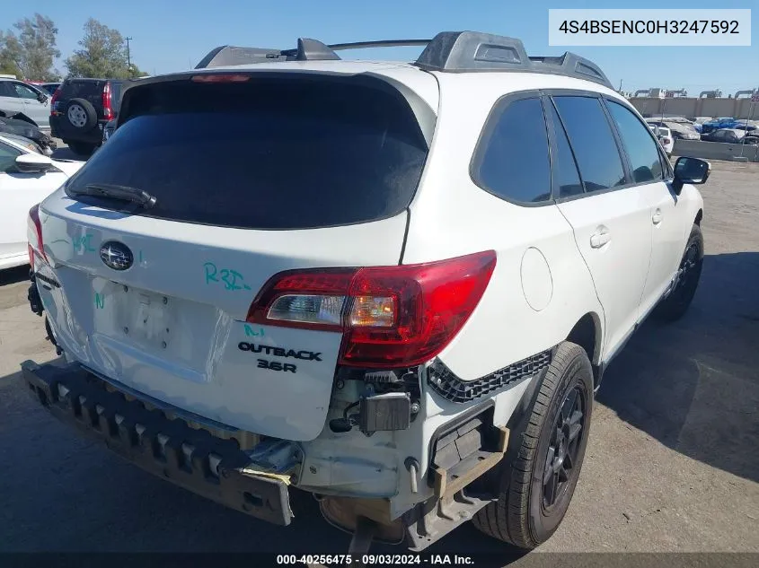 2017 Subaru Outback 3.6R Limited VIN: 4S4BSENC0H3247592 Lot: 40256475