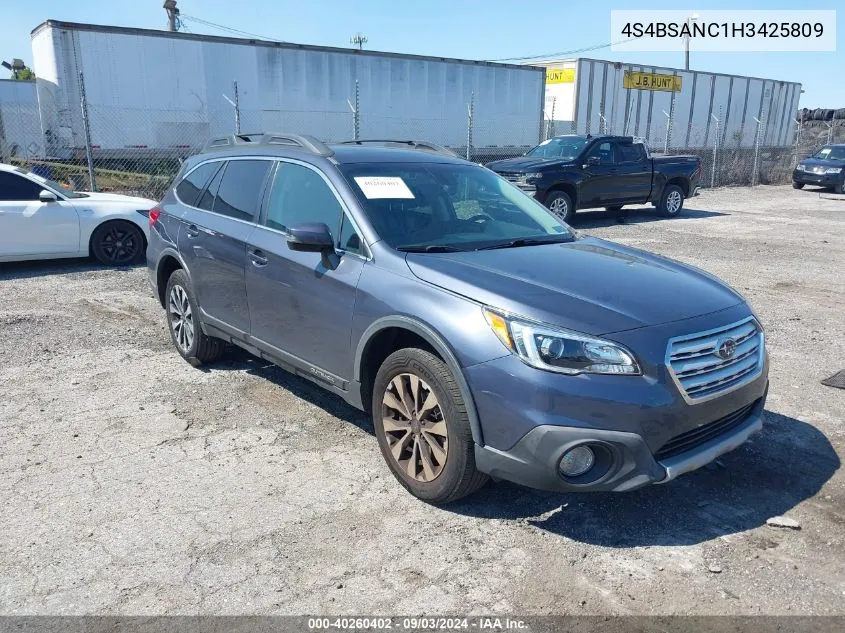 2017 Subaru Outback 2.5I Limited VIN: 4S4BSANC1H3425809 Lot: 40260402