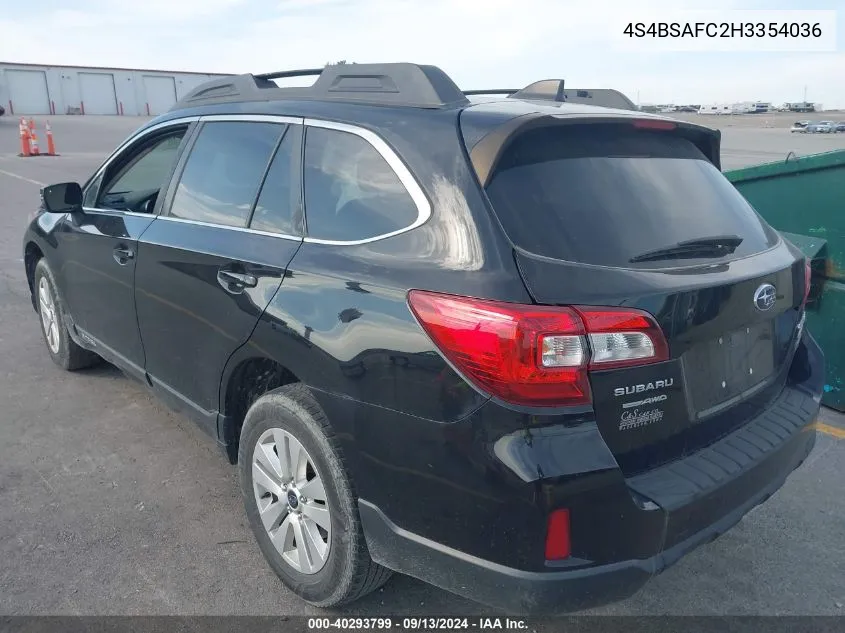 2017 Subaru Outback 2.5I Premium VIN: 4S4BSAFC2H3354036 Lot: 40293799