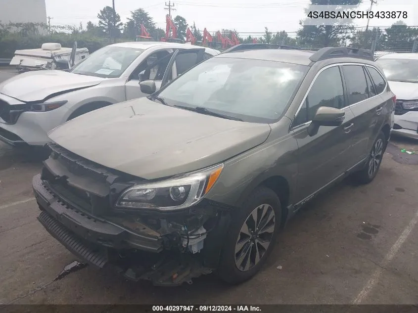 4S4BSANC5H3433878 2017 Subaru Outback 2.5I Limited