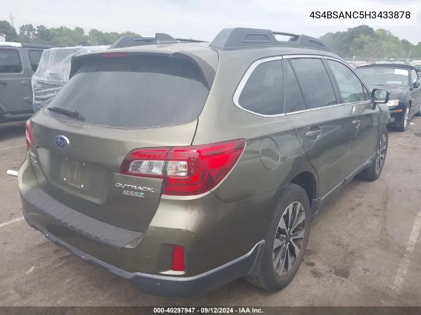 4S4BSANC5H3433878 2017 Subaru Outback 2.5I Limited