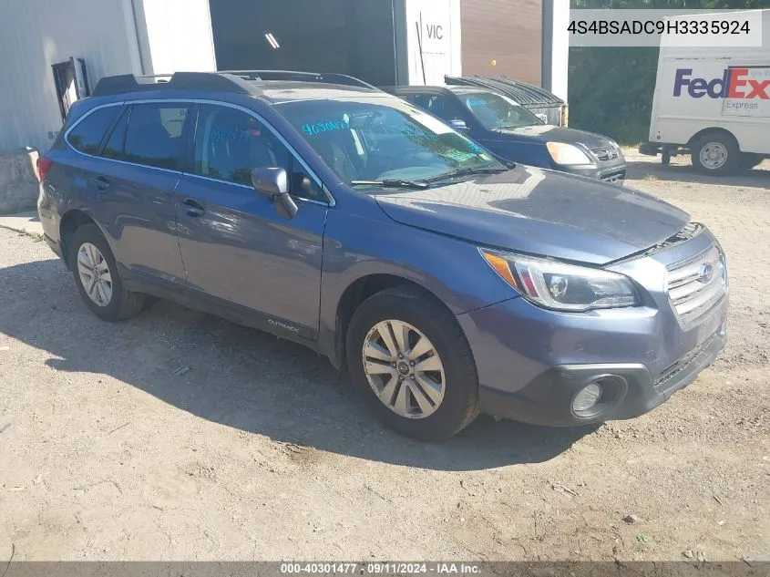 2017 Subaru Outback 2.5I Premium VIN: 4S4BSADC9H3335924 Lot: 40301477