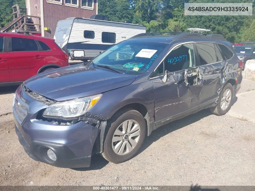 2017 Subaru Outback 2.5I Premium VIN: 4S4BSADC9H3335924 Lot: 40301477