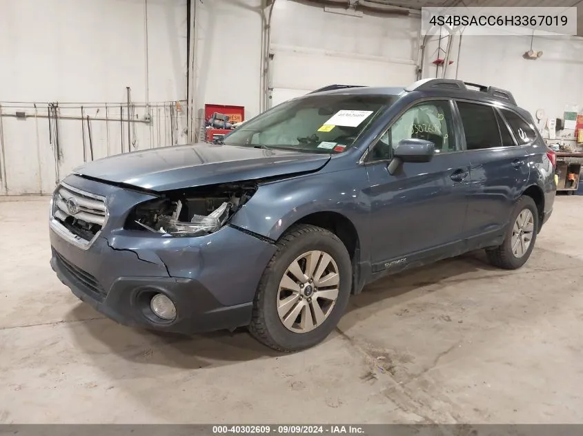 4S4BSACC6H3367019 2017 Subaru Outback 2.5I Premium