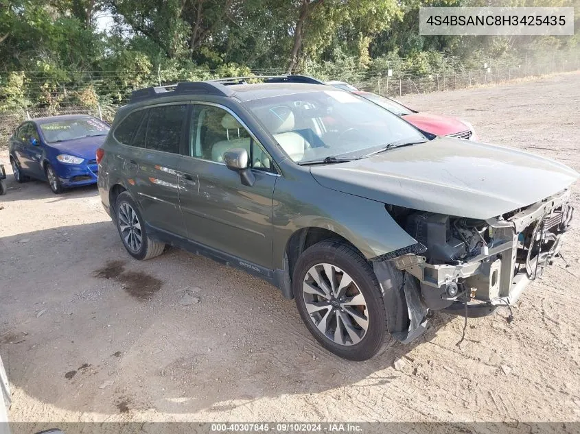 4S4BSANC8H3425435 2017 Subaru Outback 2.5I Limited