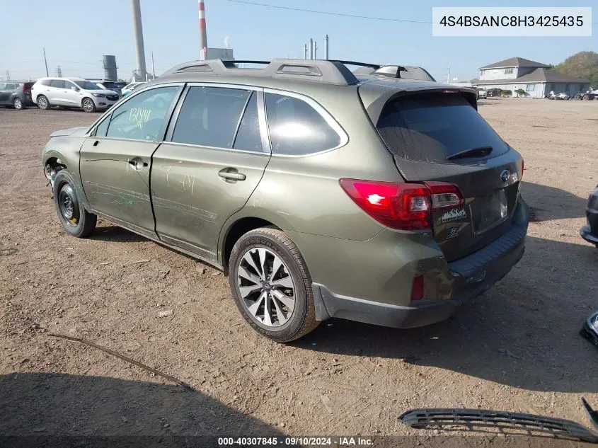 2017 Subaru Outback 2.5I Limited VIN: 4S4BSANC8H3425435 Lot: 40307845