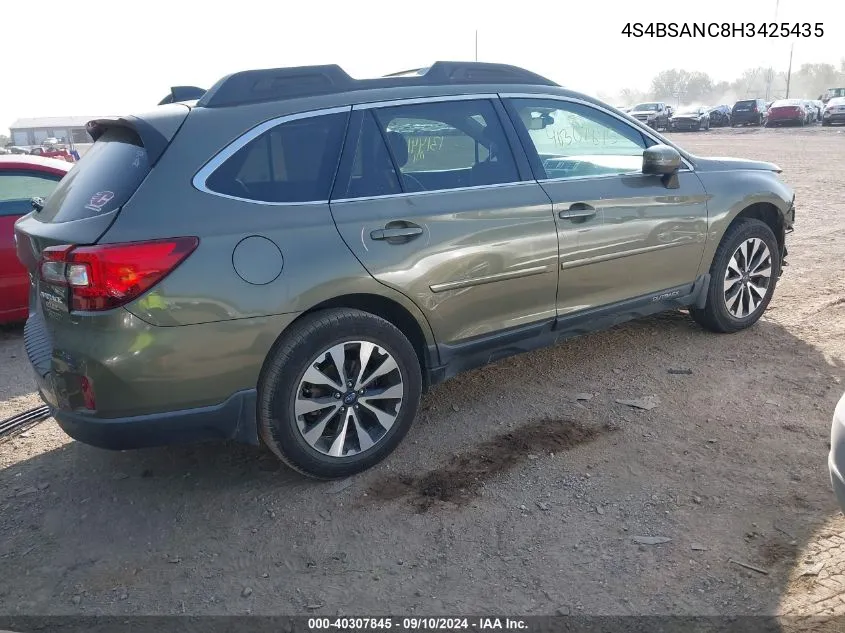 4S4BSANC8H3425435 2017 Subaru Outback 2.5I Limited