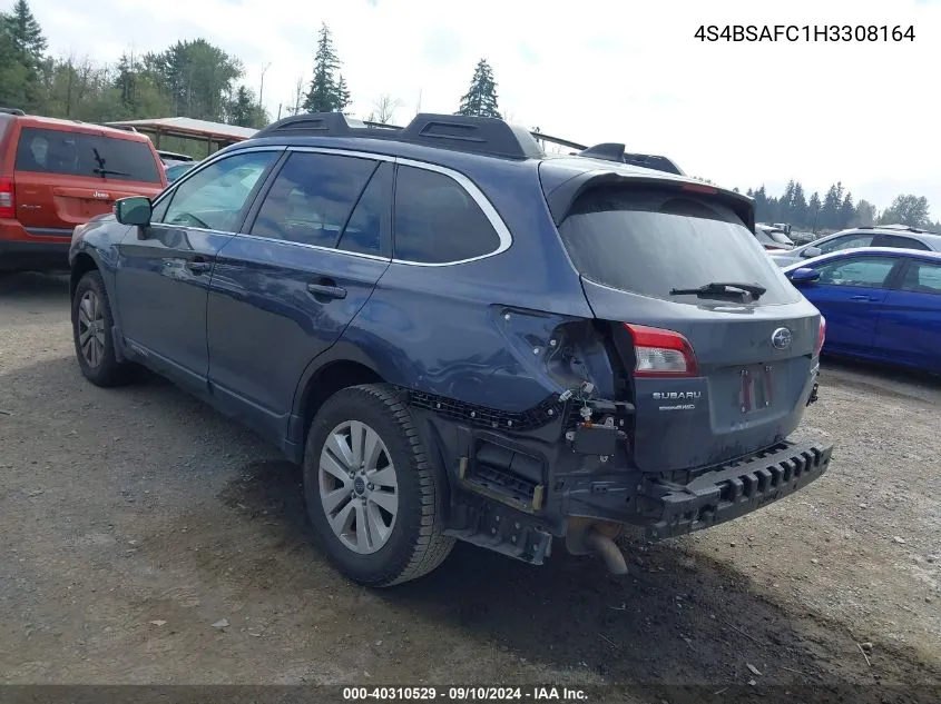 2017 Subaru Outback 2.5I Premium VIN: 4S4BSAFC1H3308164 Lot: 40310529