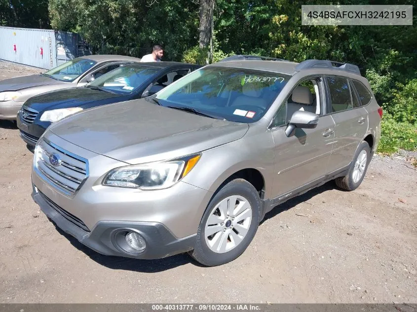 2017 Subaru Outback 2.5I Premium VIN: 4S4BSAFCXH3242195 Lot: 40313777