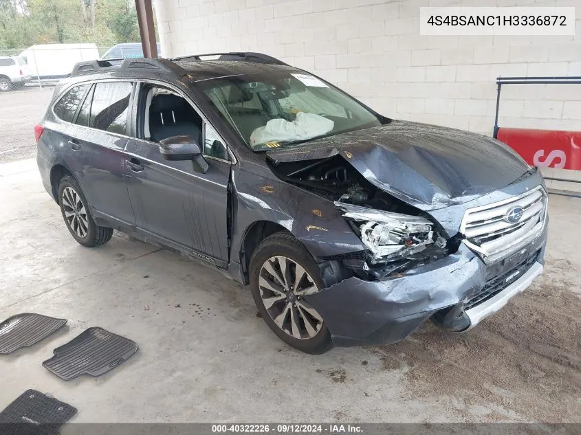 2017 Subaru Outback 2.5I Limited VIN: 4S4BSANC1H3336872 Lot: 40322226