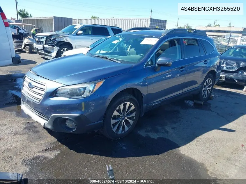 2017 Subaru Outback 3.6R Limited VIN: 4S4BSENCXH3265520 Lot: 40324574