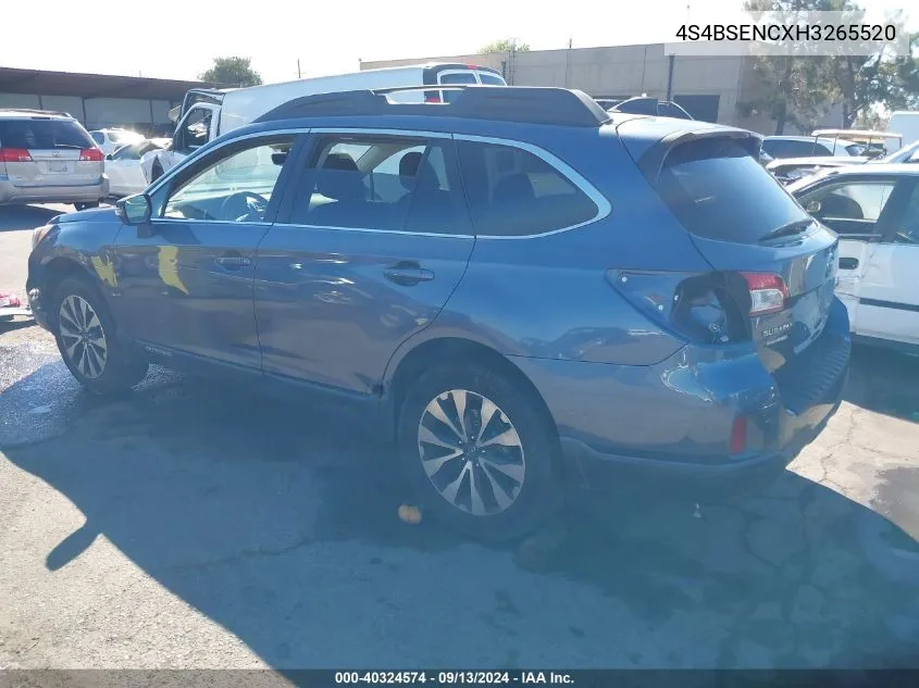 2017 Subaru Outback 3.6R Limited VIN: 4S4BSENCXH3265520 Lot: 40324574