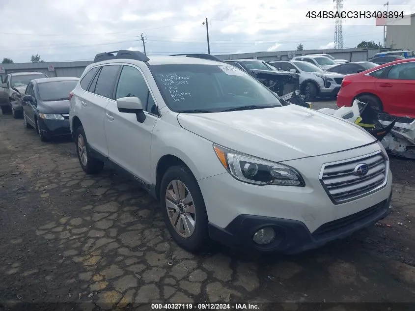 4S4BSACC3H3403894 2017 Subaru Outback 2.5I Premium