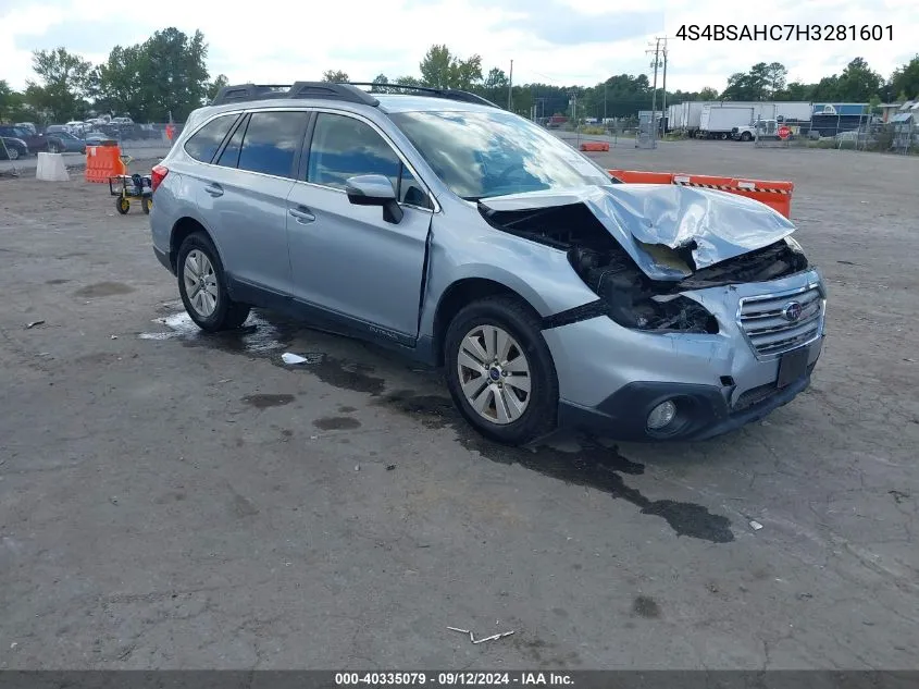 2017 Subaru Outback 2.5I Premium VIN: 4S4BSAHC7H3281601 Lot: 40335079