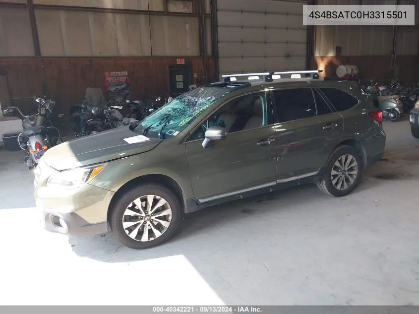 2017 Subaru Outback 2.5I Touring VIN: 4S4BSATC0H3315501 Lot: 40342221