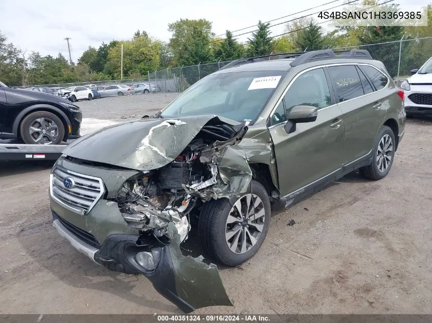 4S4BSANC1H3369385 2017 Subaru Outback 2.5I Limited