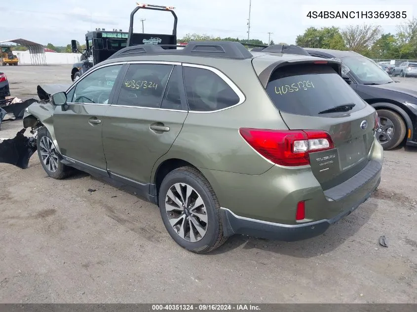 4S4BSANC1H3369385 2017 Subaru Outback 2.5I Limited