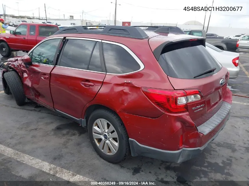 2017 Subaru Outback 2.5I Premium VIN: 4S4BSADC1H3200677 Lot: 40358249