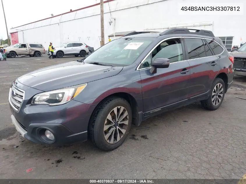 2017 Subaru Outback 2.5I Limited VIN: 4S4BSANC3H3307812 Lot: 40370837