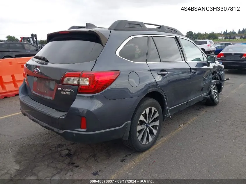 4S4BSANC3H3307812 2017 Subaru Outback 2.5I Limited