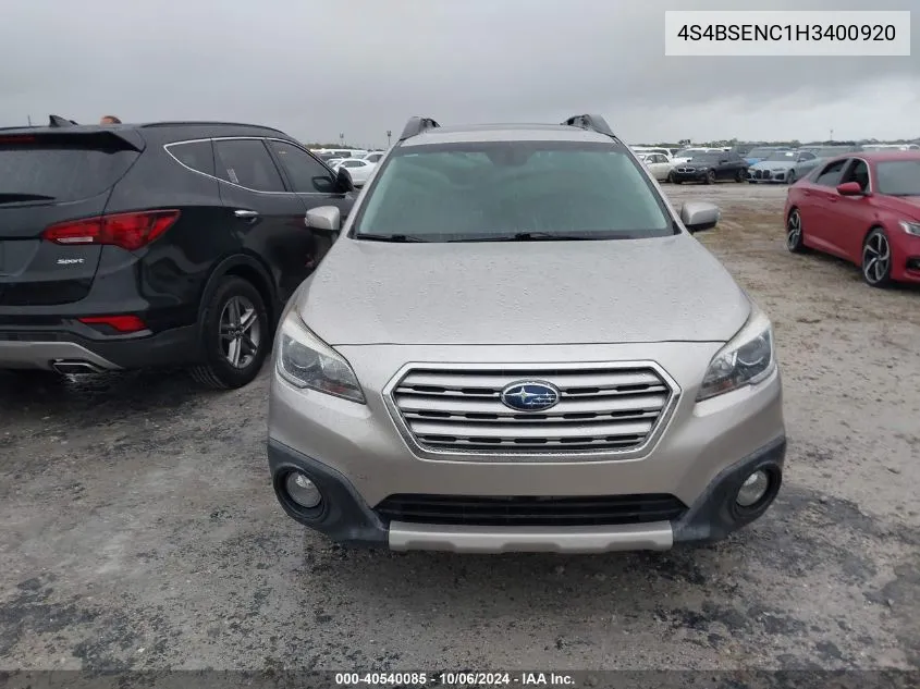 4S4BSENC1H3400920 2017 Subaru Outback 3.6R Limited