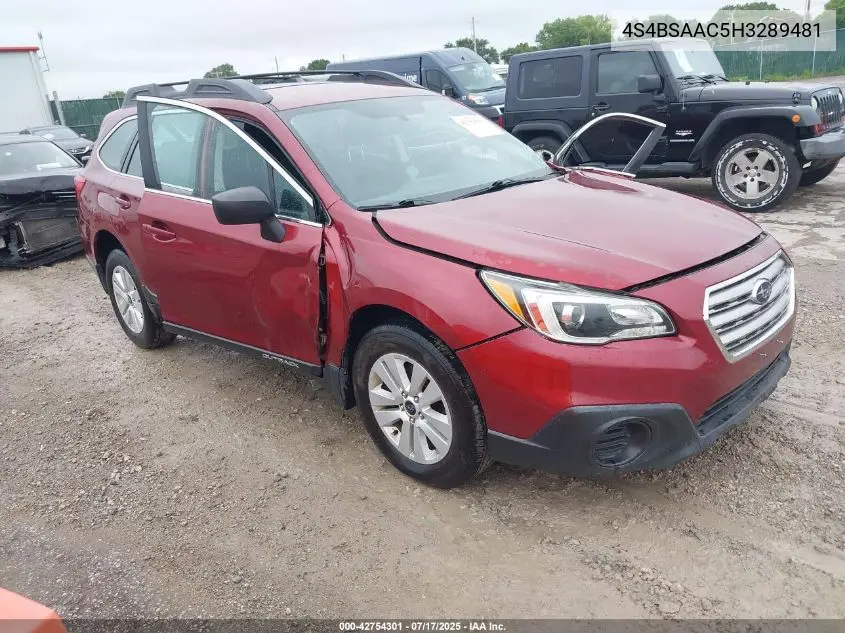 4S4BSAAC5H3289481 2017 Subaru Outback 2.5I