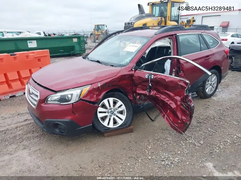 4S4BSAAC5H3289481 2017 Subaru Outback 2.5I