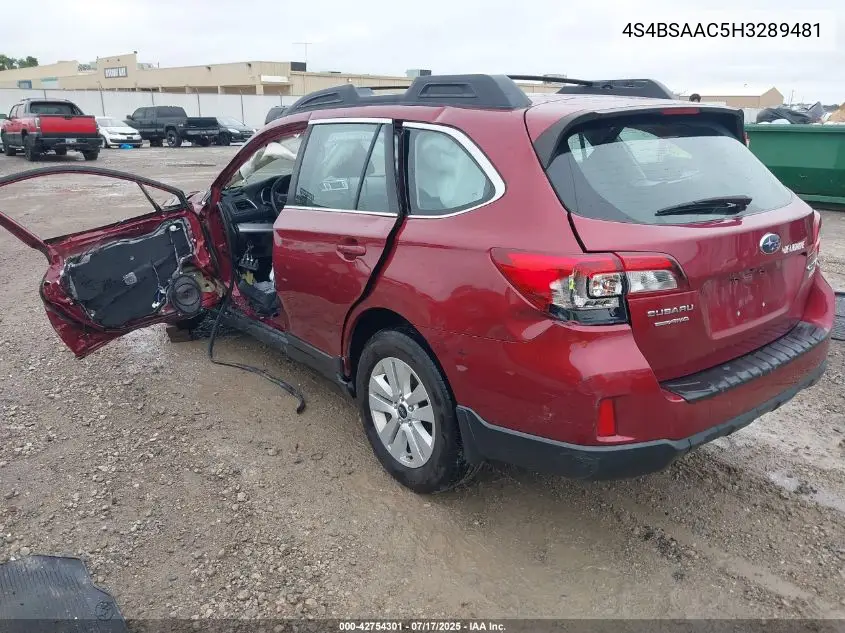 4S4BSAAC5H3289481 2017 Subaru Outback 2.5I