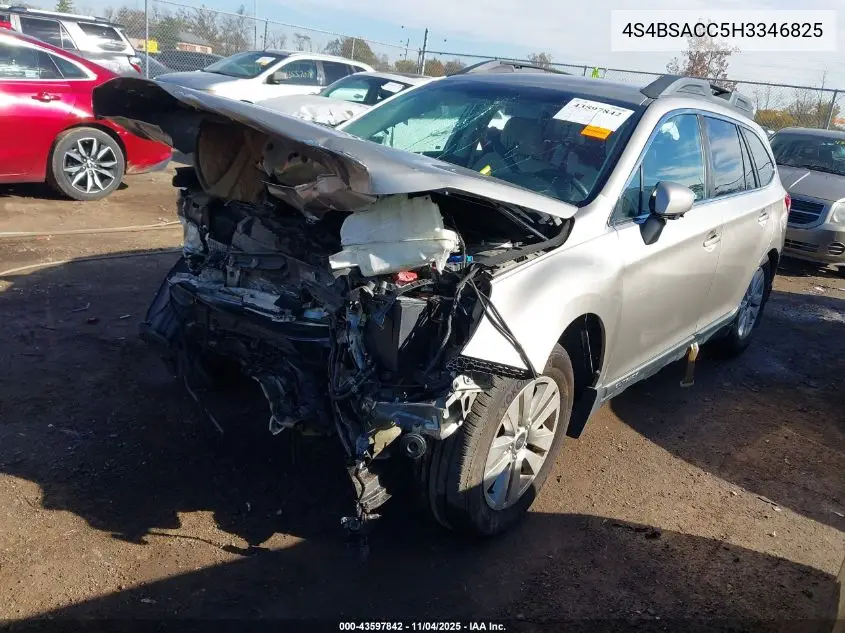 4S4BSACC5H3346825 2017 Subaru Outback 2.5I Premium