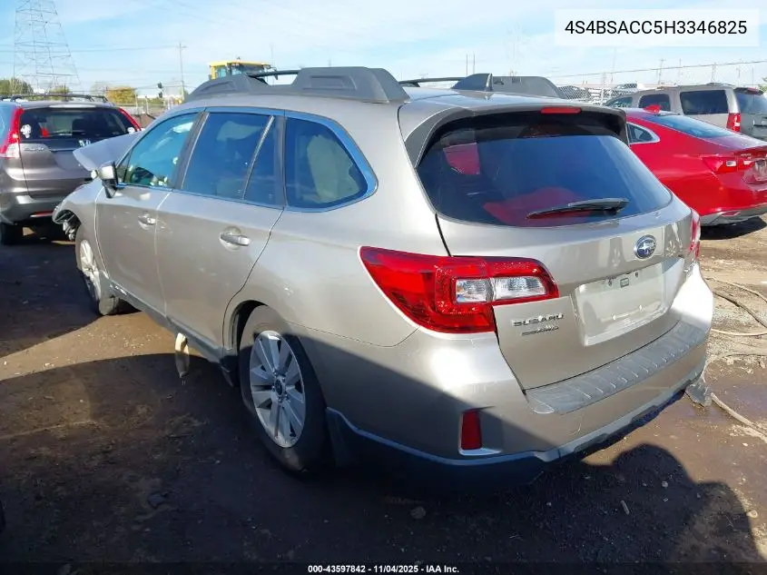 4S4BSACC5H3346825 2017 Subaru Outback 2.5I Premium