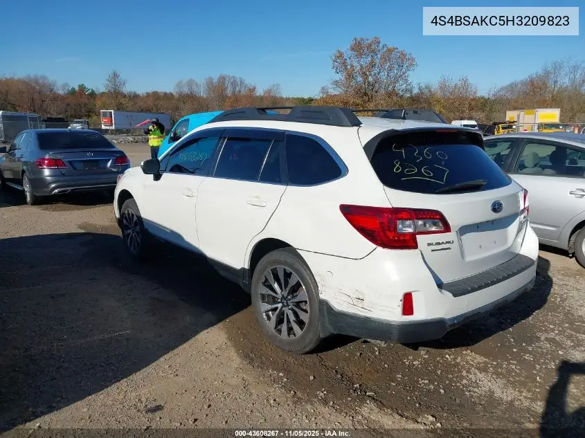 4S4BSAKC5H3209823 2017 Subaru Outback 2.5I Limited