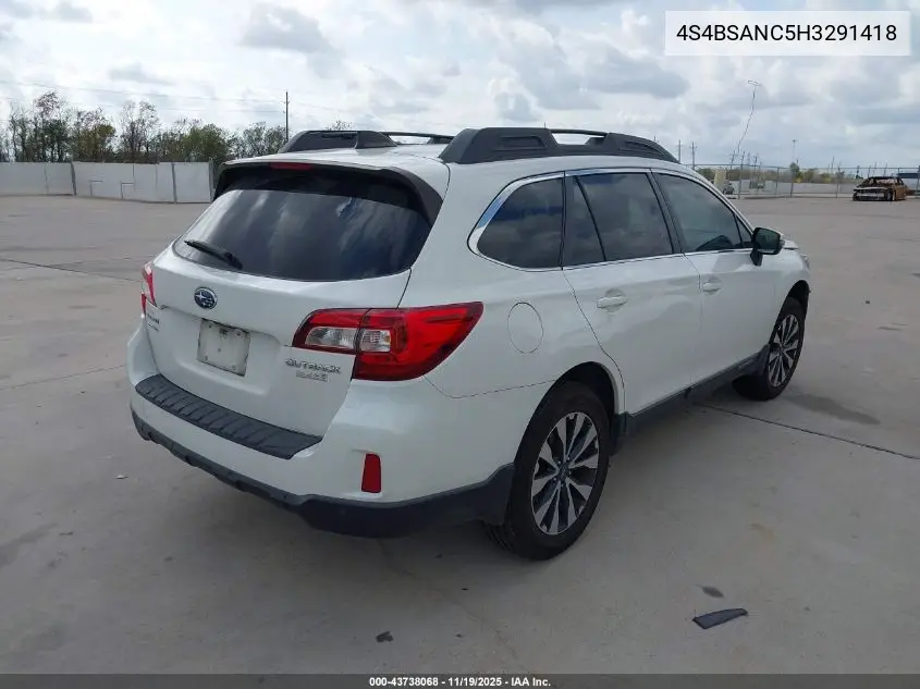 4S4BSANC5H3291418 2017 Subaru Outback 2.5I Limited