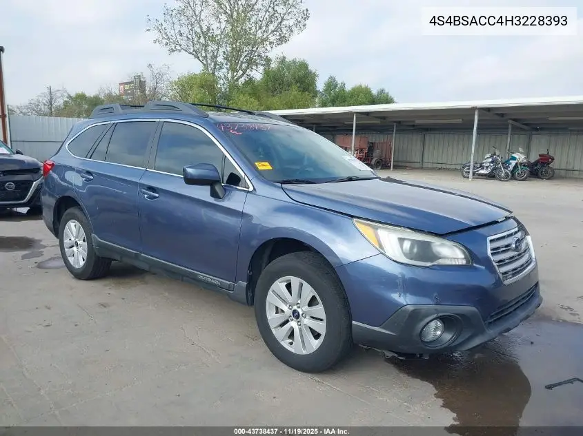 4S4BSACC4H3228393 2017 Subaru Outback 2.5I Premium